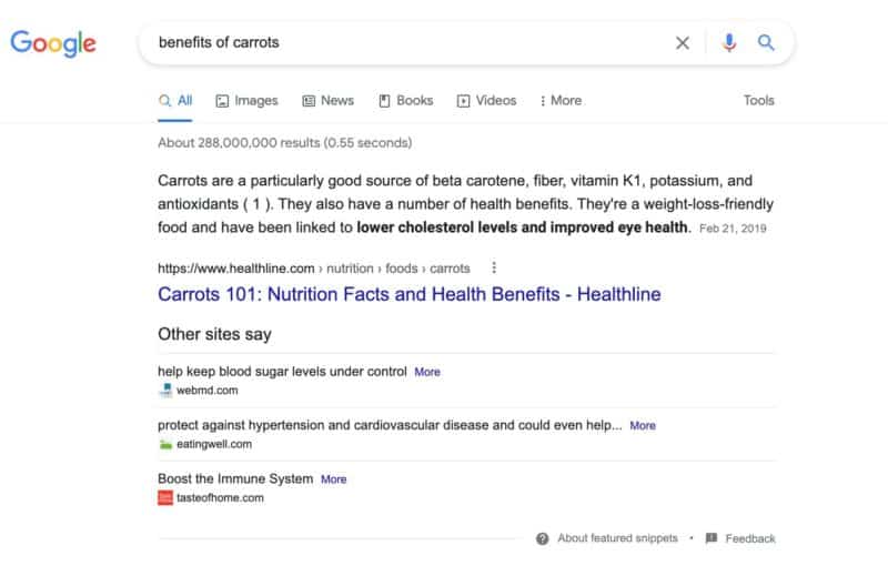 google-serp-benefits-of-carrots-other-sites-say-800x510